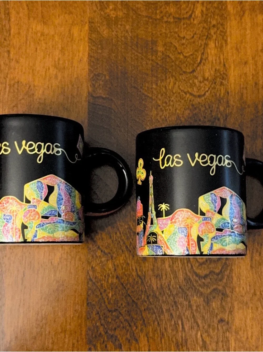 Set of 2 Las Vegas Espresso Shot Cups | Colorful Skyline Souvenir Mugs